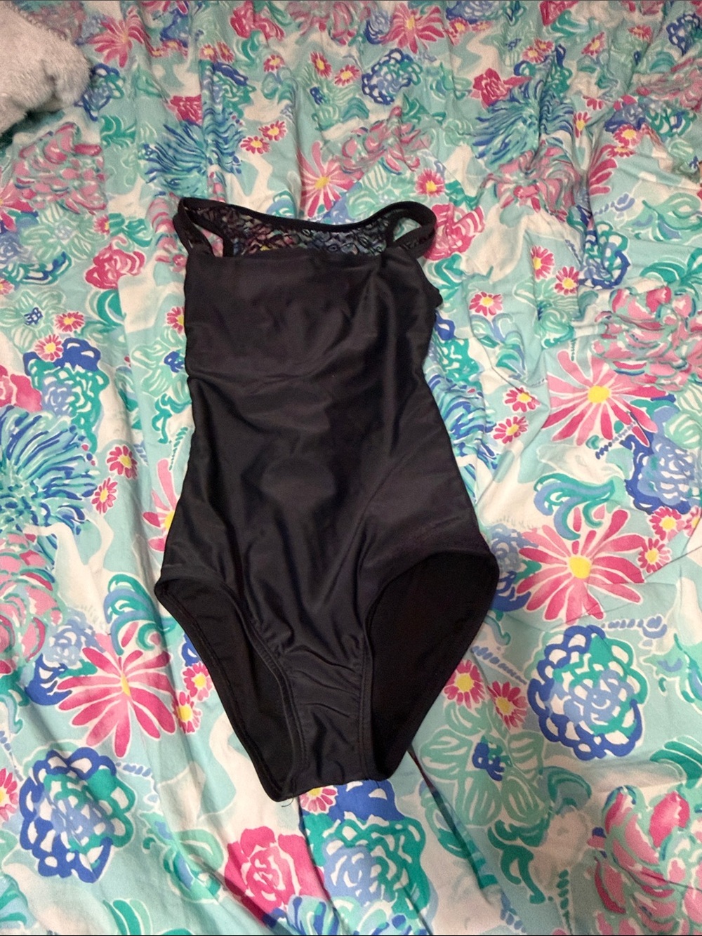 Girls black with Lace Trim leotard